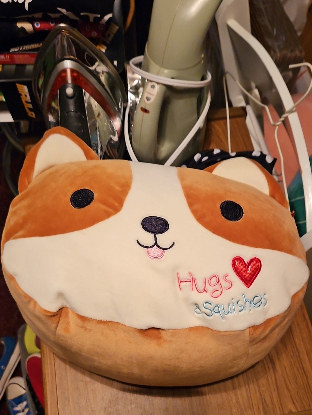 Squishmallows Brown and White Corgi Plush Pillow